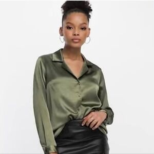 Workshop Republic Clothing Olive Satin Blouse